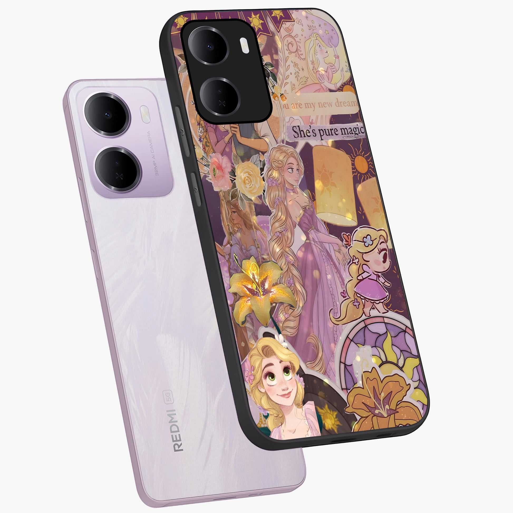 Magical Tangled Dream Glass Case displayed in angled mockup highlighting whimsical fantasy design with magical aesthetic.