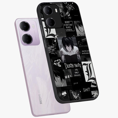 Midnight Chaos Mind Glass Case displayed in angled mockup highlighting chaotic artistic design with dramatic midnight aesthetic.