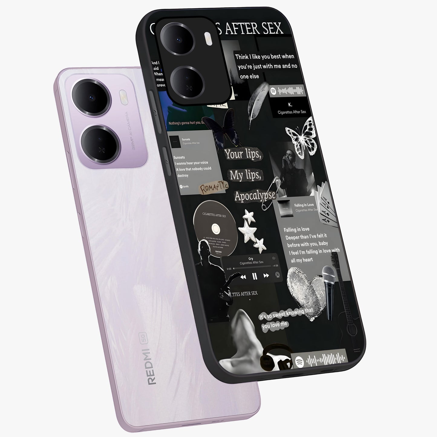 Midnight Love Echo Glass Case displayed in angled mockup highlighting elegant love inspired design with deep aesthetic style.