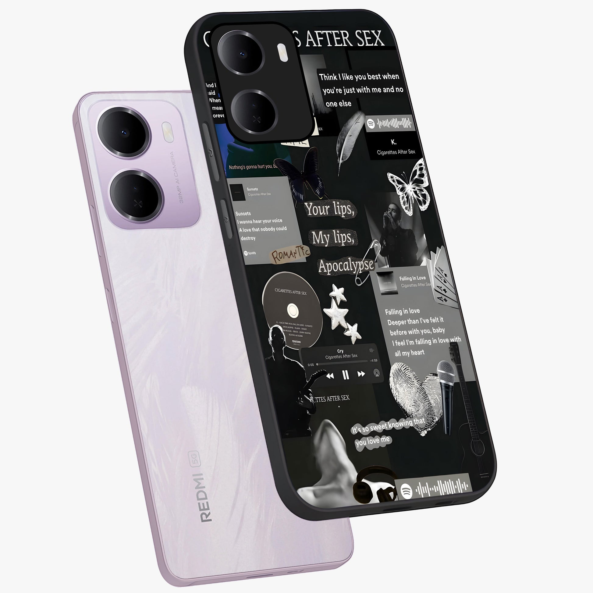 Midnight Love Echo Glass Case displayed in angled mockup highlighting elegant love inspired design with deep aesthetic style.