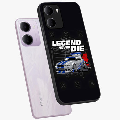 Midnight Racing Legacy Glass Case displayed in angled mockup highlighting dynamic automotive design with bold midnight aesthetic.
