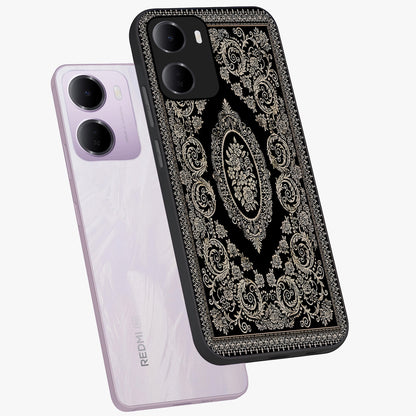 Noir Bloom Elegance Glass Case displayed in angled mockup highlighting refined flower design with stylish noir aesthetic.