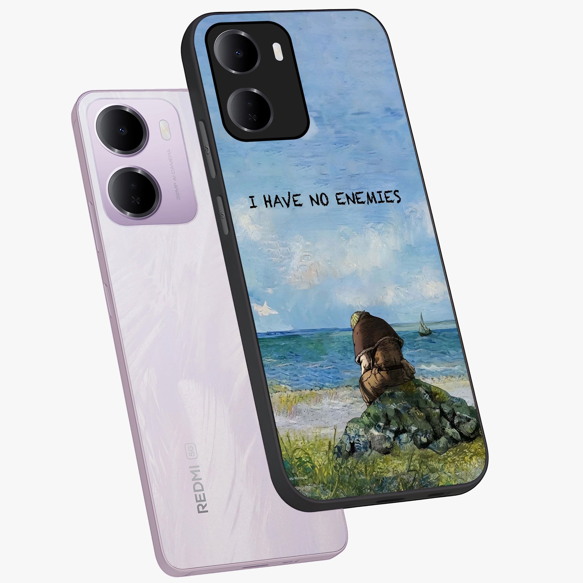 Peace Beyond War Glass Case displayed in angled mockup highlighting meaningful message design with artistic aesthetic style.
