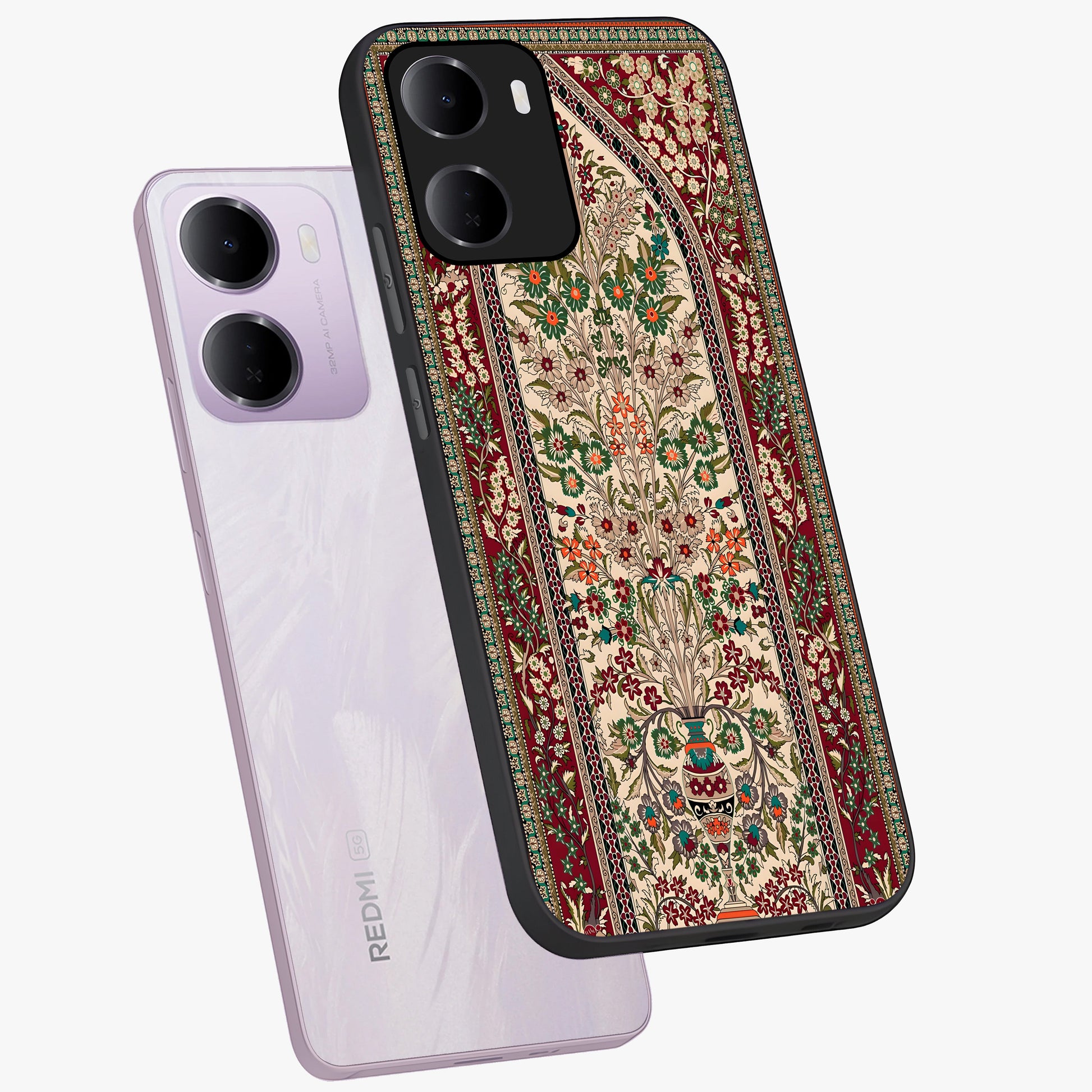 Persian Inspired Glass Case displayed in angled mockup highlighting intricate traditional design with elegant cultural aesthetic.