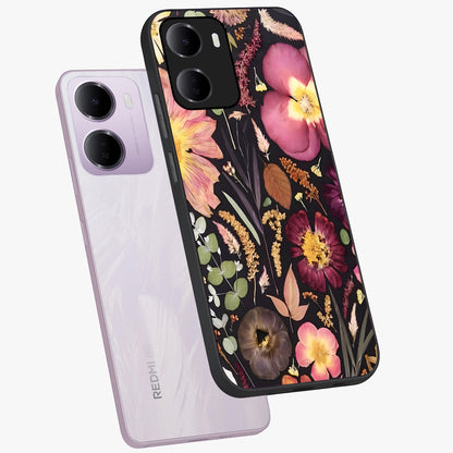 Petal Dream Tapestry Glass Case displayed in angled mockup highlighting decorative petal pattern with elegant botanical aesthetic.