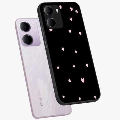 Pink Love Drops Glass Case displayed in angled mockup highlighting cute love drop design with vibrant pink aesthetic.