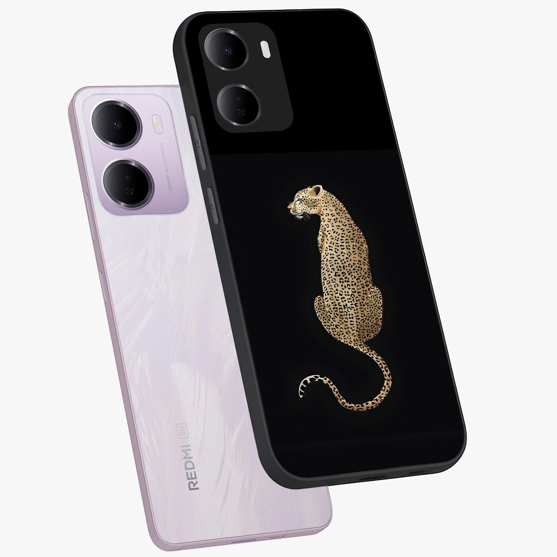 Regal Leopard Glass Case displayed in angled mockup highlighting powerful animal illustration with stylish wild aesthetic.