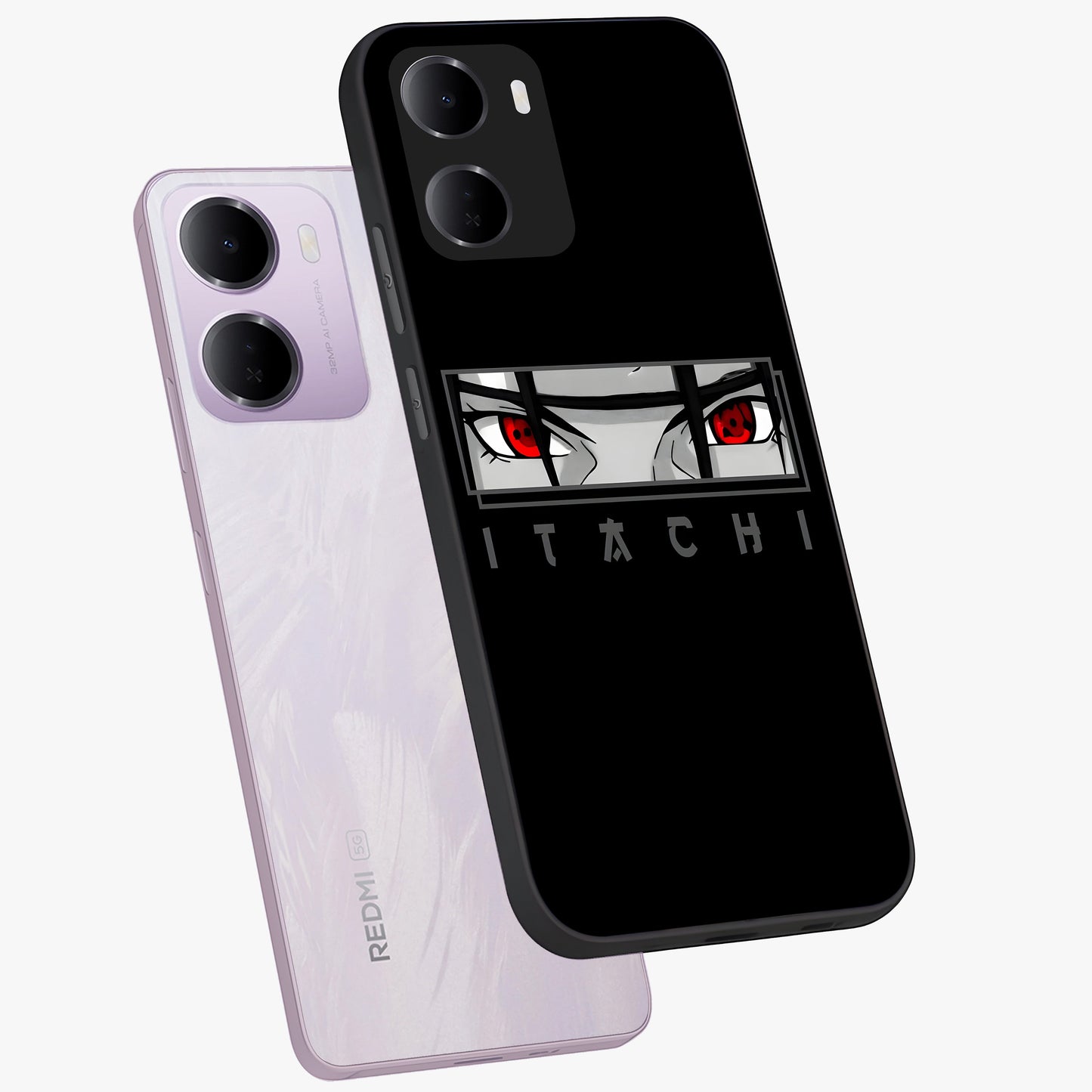 Scarlet Gaze Dominance Glass Case displayed in angled mockup highlighting intense visual design with bold scarlet aesthetic.