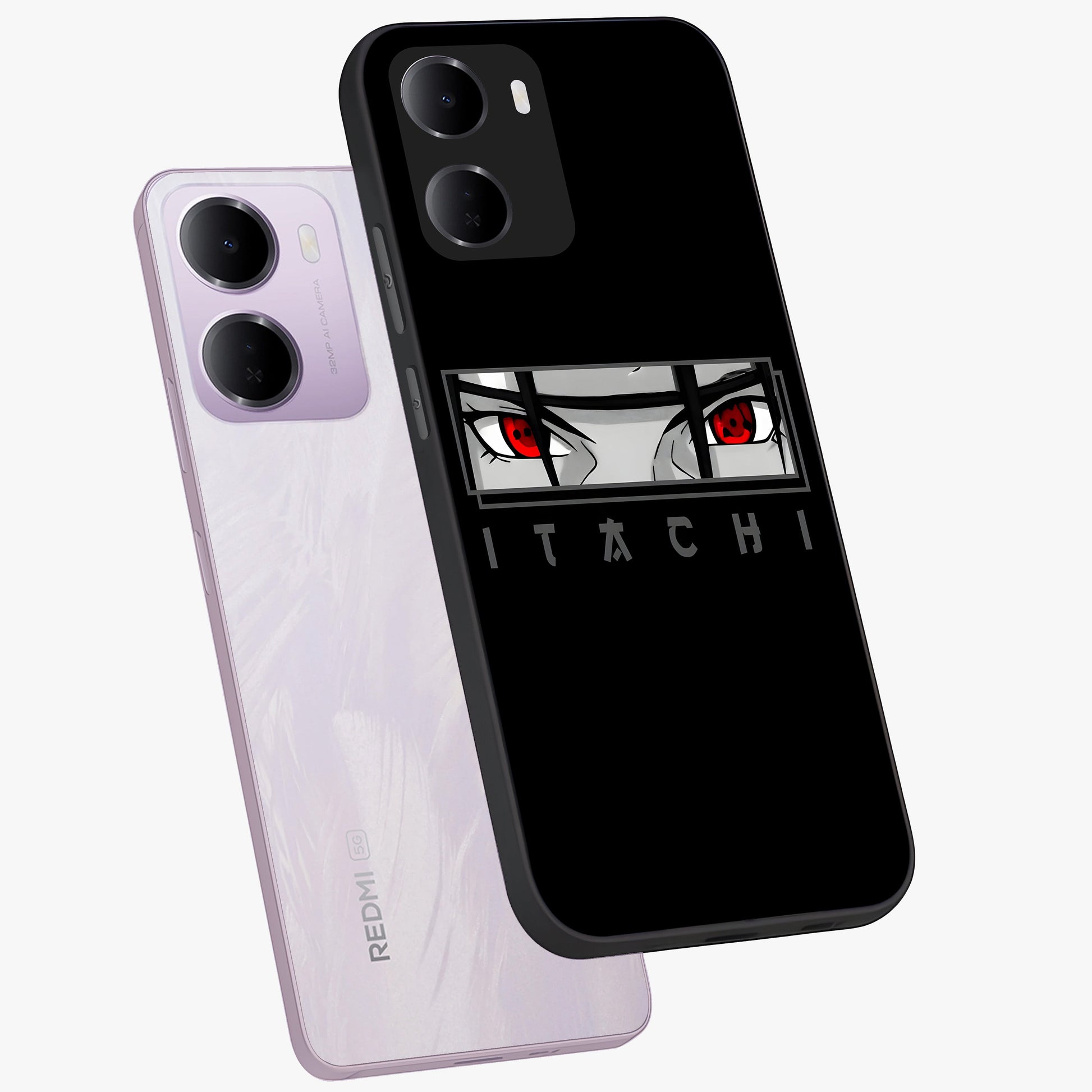 Scarlet Gaze Dominance Glass Case displayed in angled mockup highlighting intense visual design with bold scarlet aesthetic.