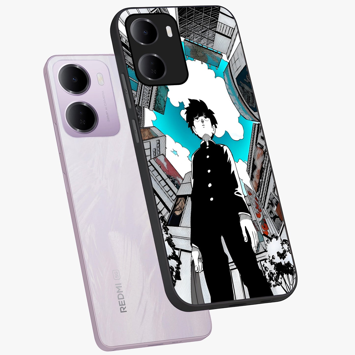 Silent Psychic Awakening Glass Case displayed in angled mockup highlighting spiritual awakening design with cosmic aesthetic.