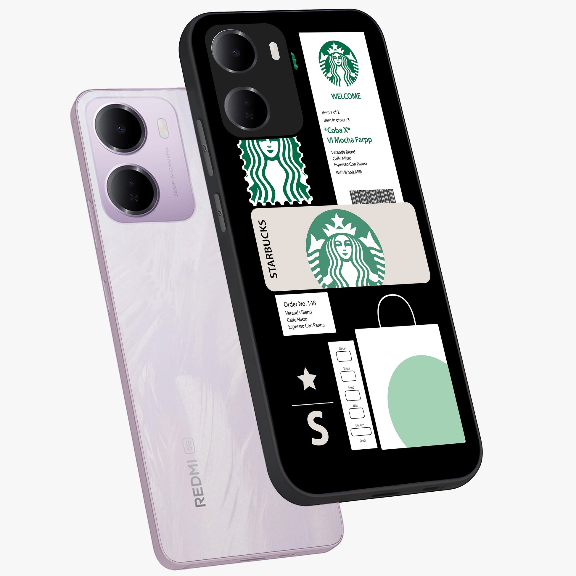 Starbucks Mocha Glass Case displayed in angled mockup highlighting stylish mocha themed design with cozy café aesthetic.
