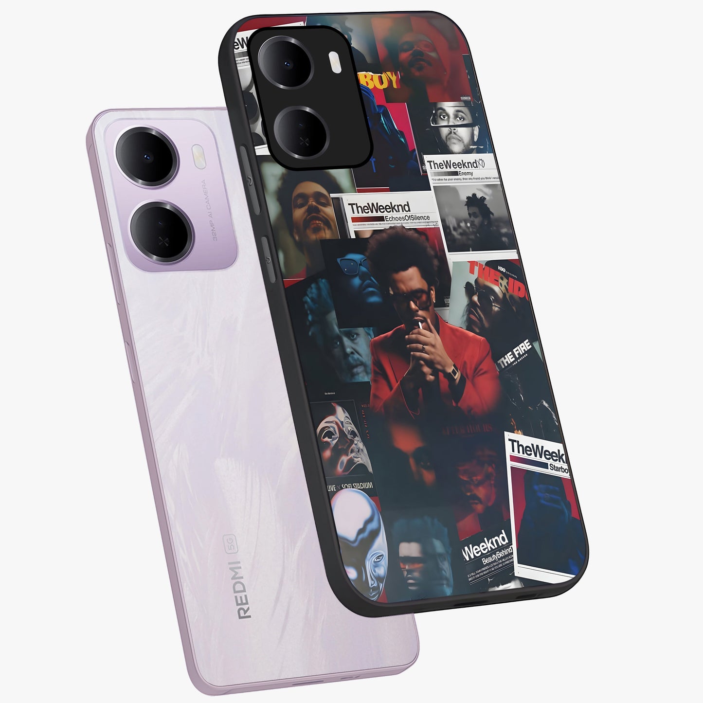 The Weeknd Glass Case displayed in angled mockup highlighting stylish pop culture inspired design with modern aesthetic.