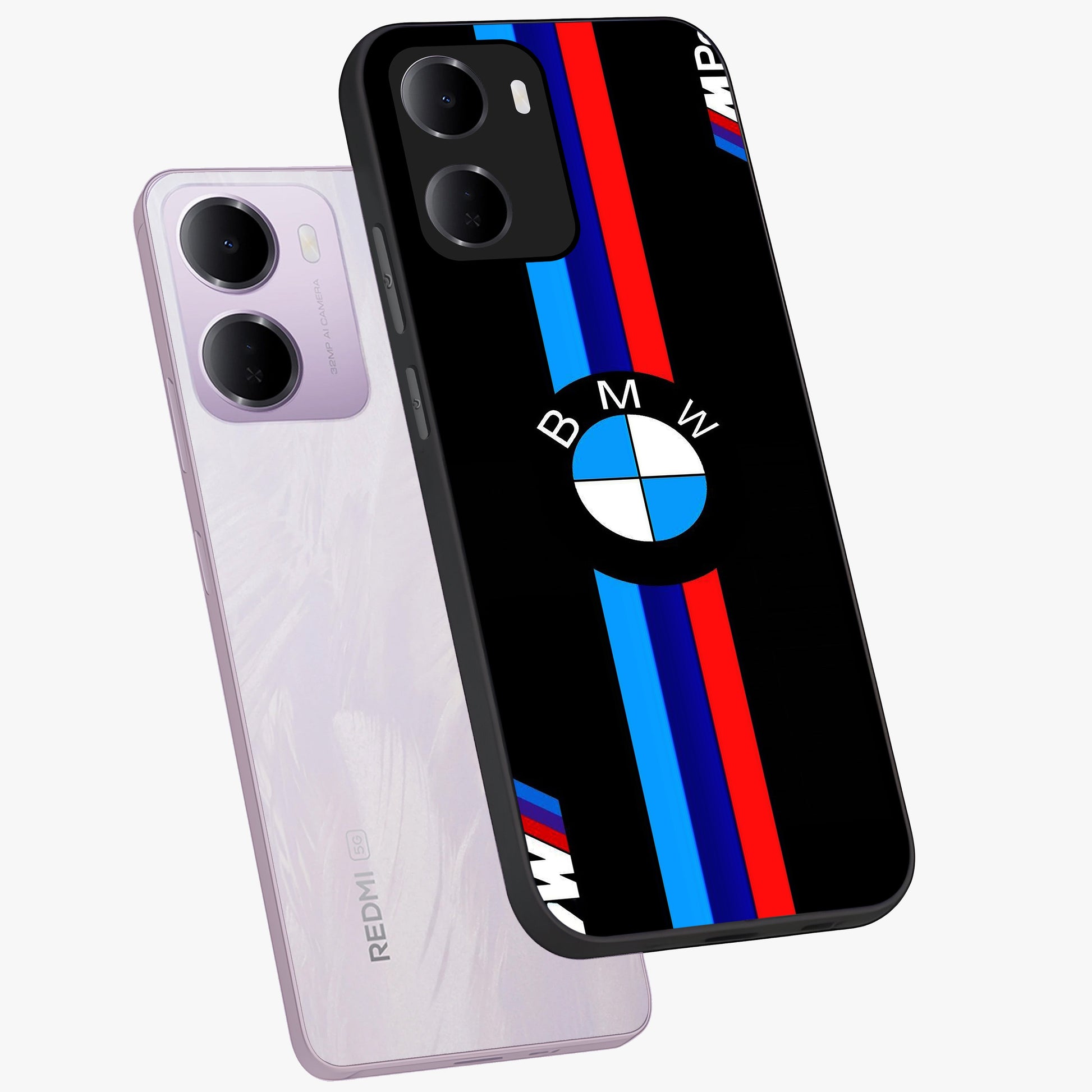 Turbo BMW Beast Glass Case displayed in angled mockup highlighting sleek racing car design with bold automotive aesthetic.