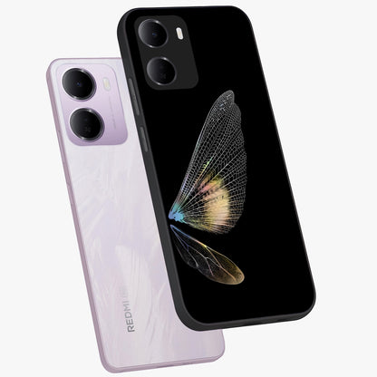 Whispers Of Wings Glass Case displayed in angled mockup highlighting soft feather design with celestial aesthetic style.