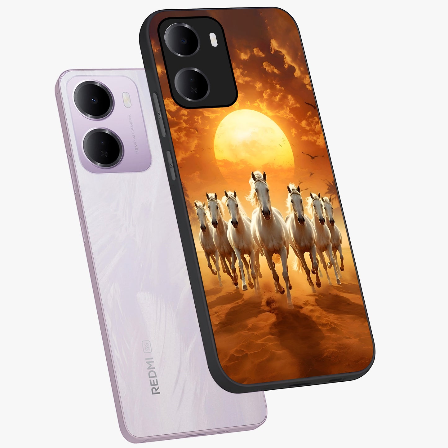 Wild Sunset Majesty Glass Case displayed in angled mockup highlighting vibrant sunset sky design with scenic aesthetic.