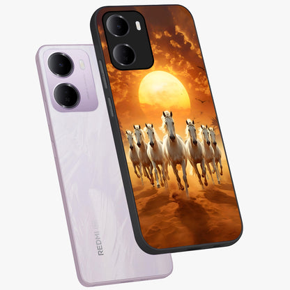 Wild Sunset Majesty Glass Case displayed in angled mockup highlighting vibrant sunset sky design with scenic aesthetic.
