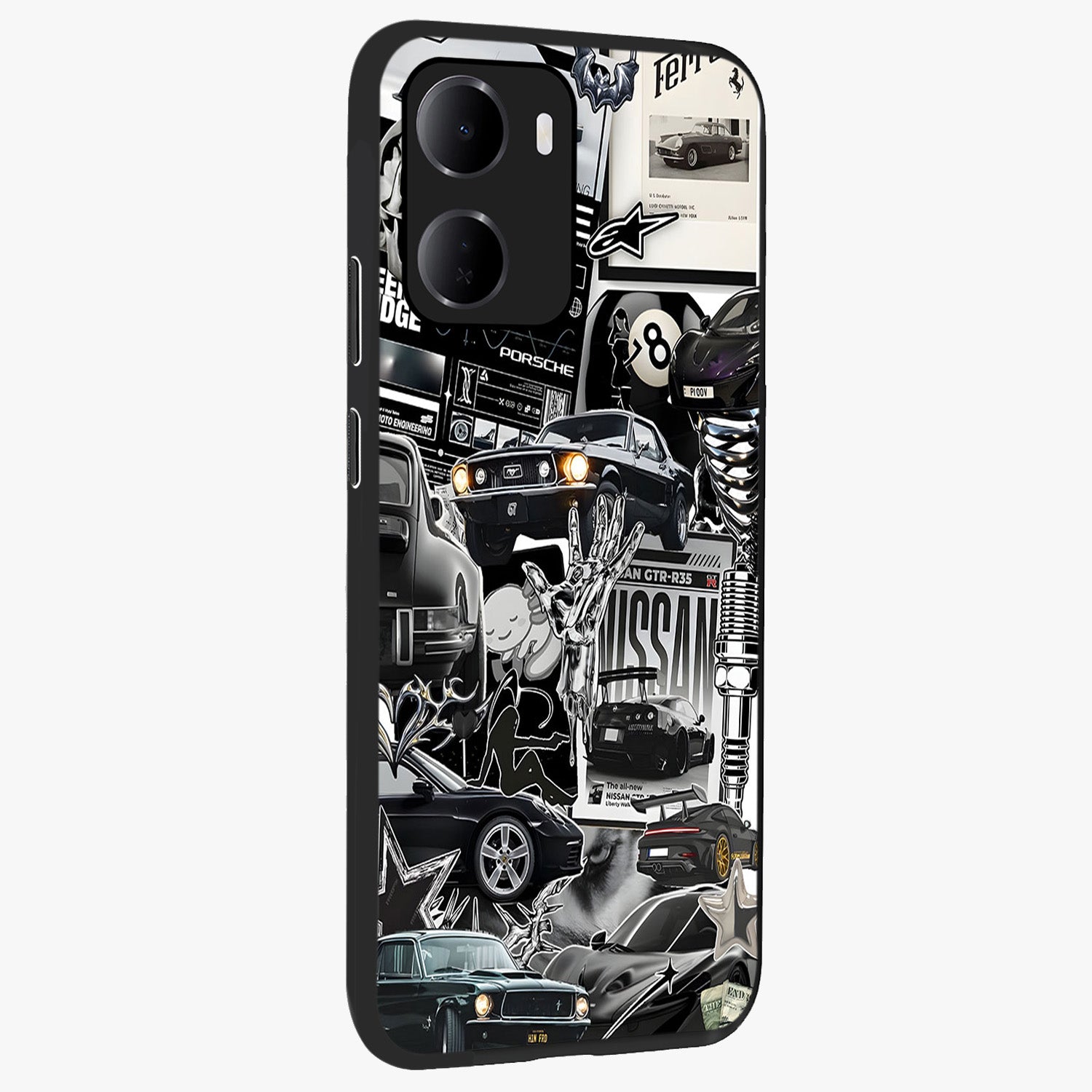 Aesthetic Dark Love Glass Case upright view showcasing dramatic romantic artwork with modern aesthetic style.