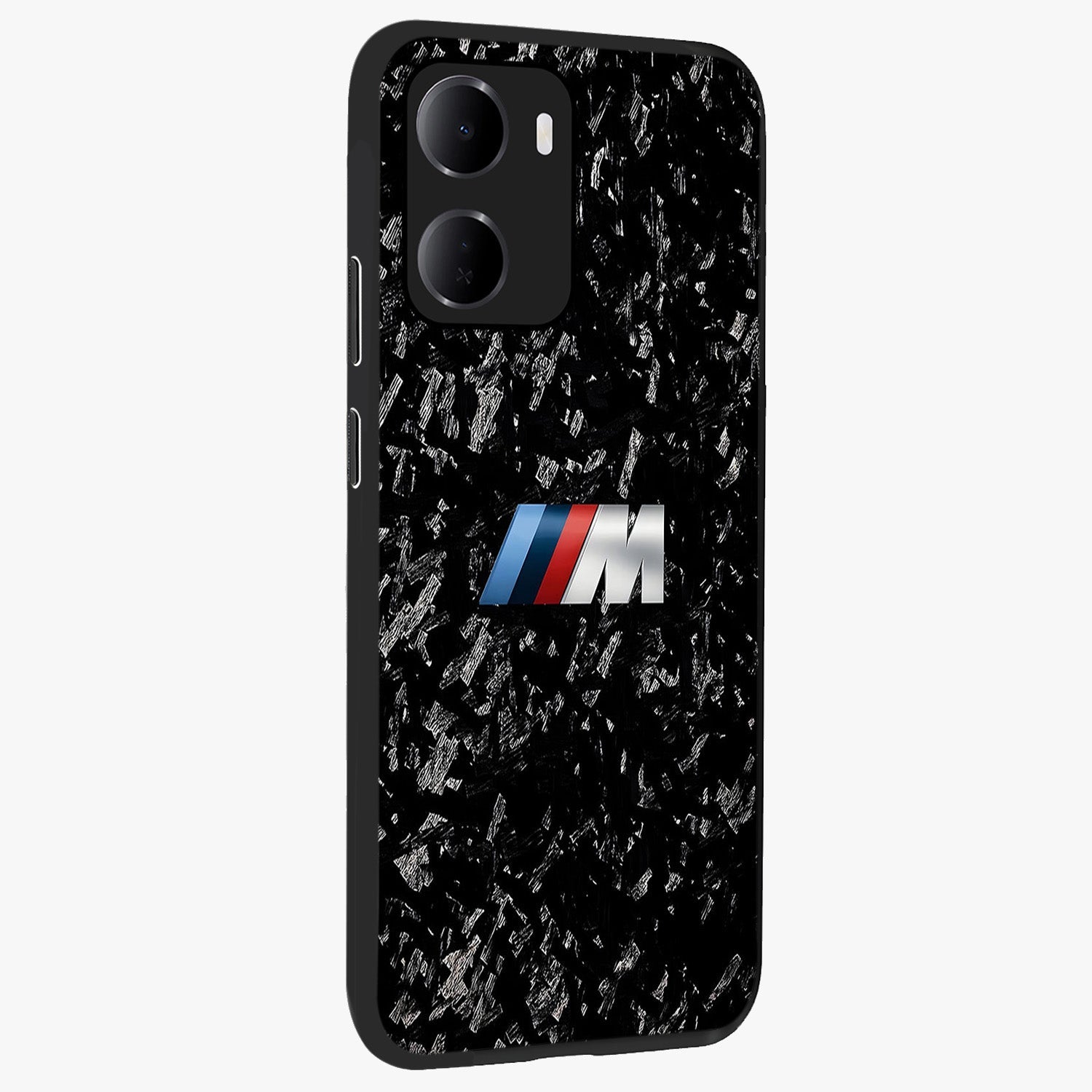 Carbon Speed Mark Glass Case upright view showcasing modern carbon speed graphic with bold automotive theme.