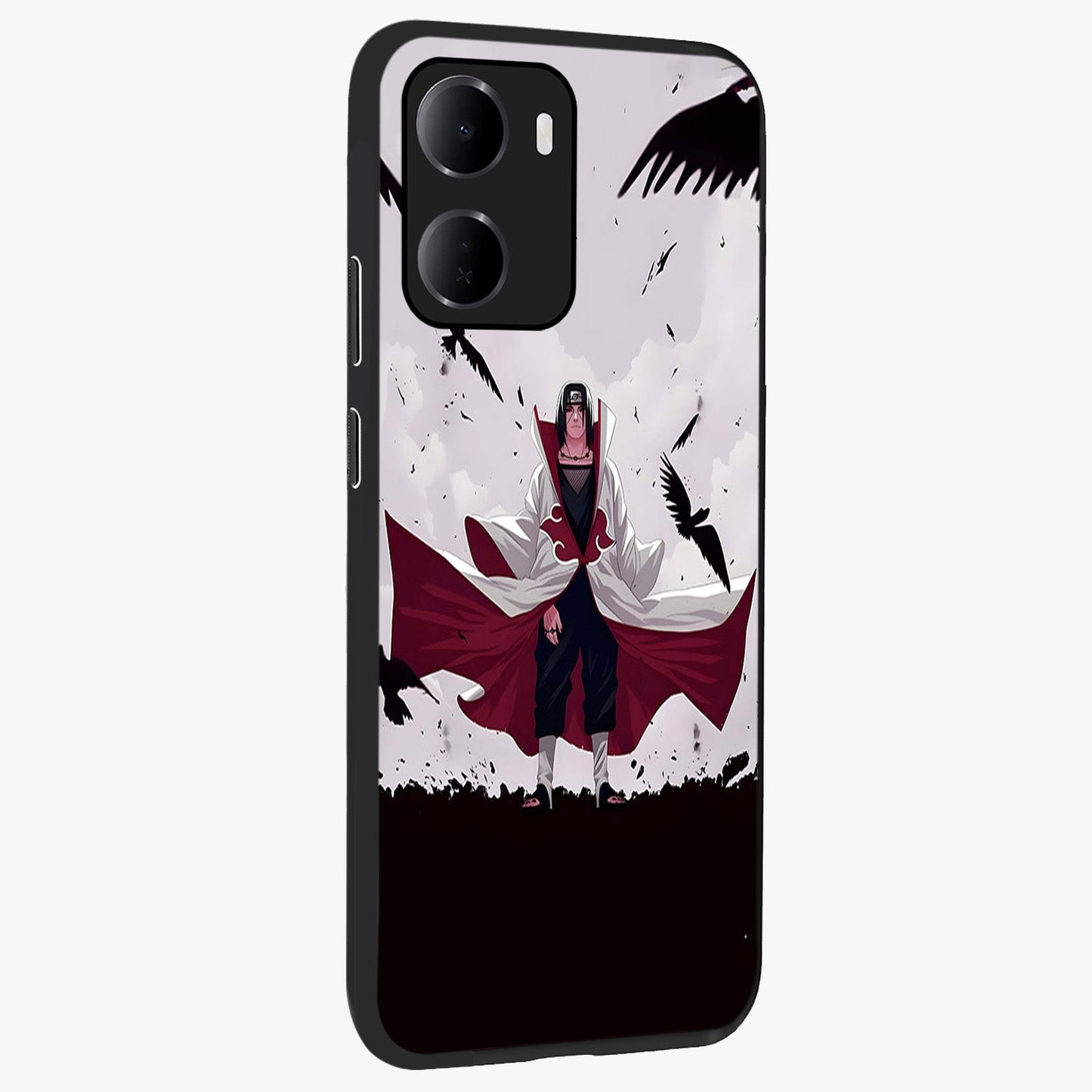 Crimson Crow Ascension Glass Case upright view showcasing dramatic crow artwork with bold gothic theme.