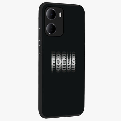 Focus Mode On Glass Case upright view showcasing strong typography statement with sleek motivational theme.
