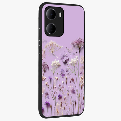 Lavender Blossom Dream Glass Case upright view showcasing delicate lavender blossom artwork with peaceful floral theme.