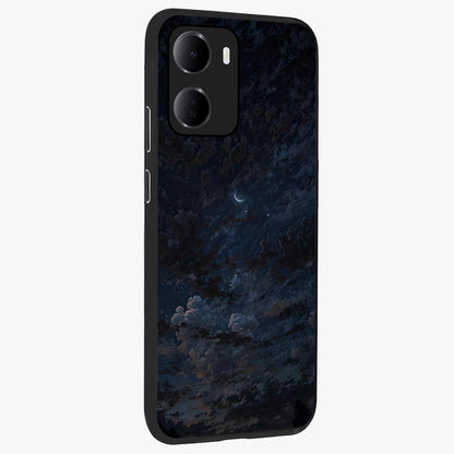 Lunar Veil Silence Glass Case upright view showcasing calm moon themed artwork with serene night atmosphere.