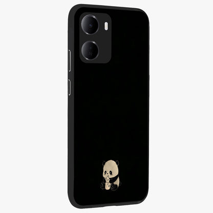 Midnight Panda Love Glass Case upright view showcasing charming panda artwork with playful romantic theme.