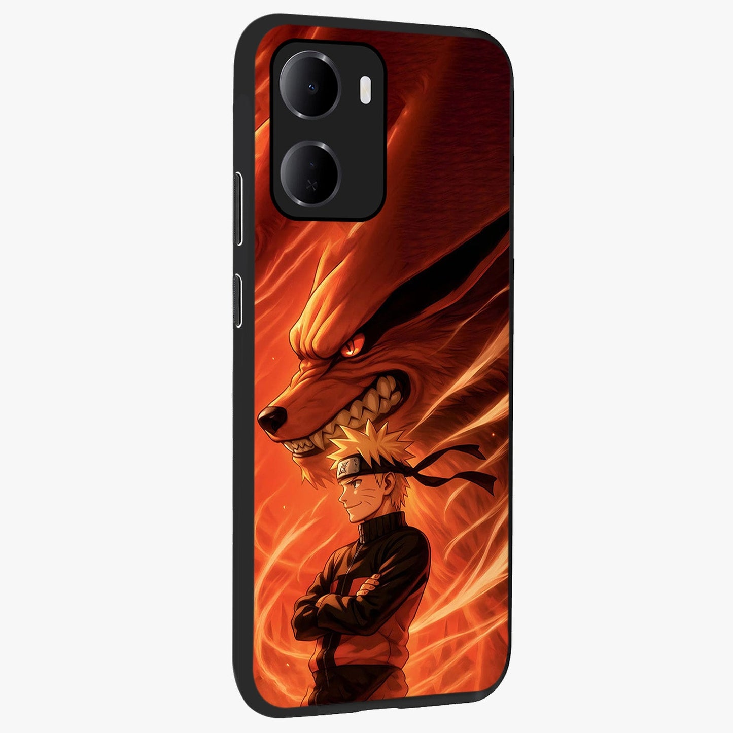 Nine Tails Legacy Glass Case upright view showcasing dramatic nine-tails artwork with intense anime themed design.