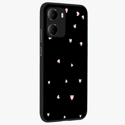 Pink Love Drops Glass Case upright view showcasing charming heart drop artwork with romantic playful theme.