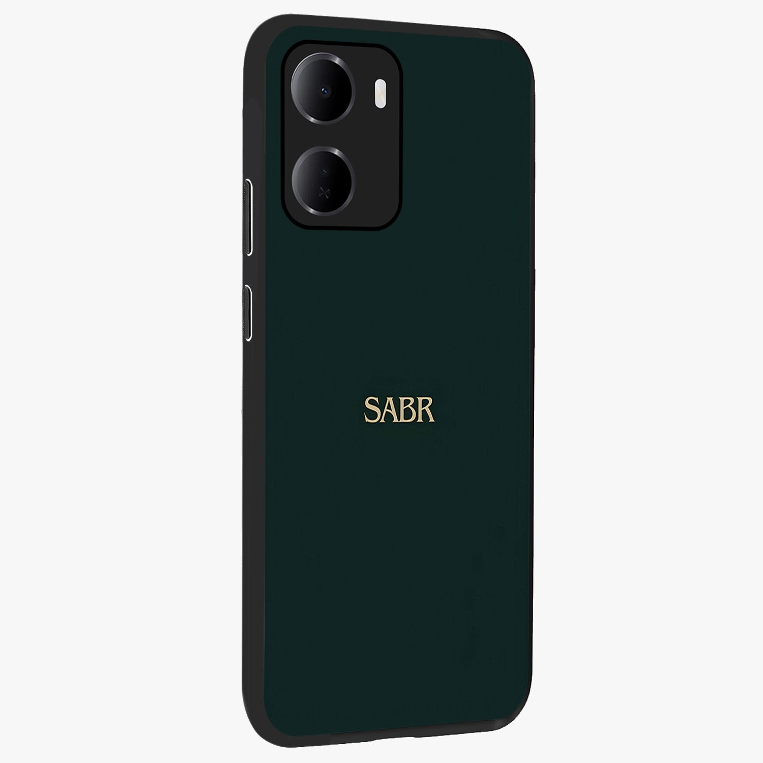 Sabr Minimal Patience Glass Case upright view showcasing calm minimalist artwork with motivational patience theme.