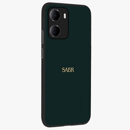 Sabr Minimal Patience Glass Case upright view showcasing calm minimalist artwork with motivational patience theme.