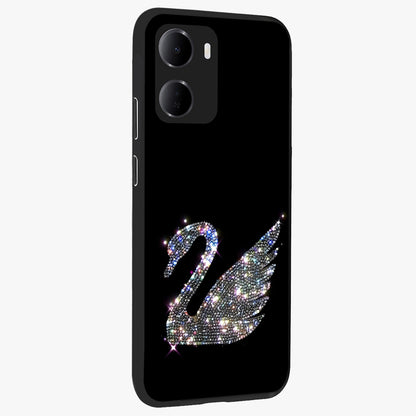 Starlit Swan Grace Glass Case upright view showcasing beautiful swan artwork with peaceful night themed design.