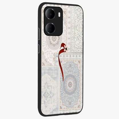 White Aesthetic Bow Glass Case upright view showcasing delicate ribbon bow artwork with cute minimalist theme.