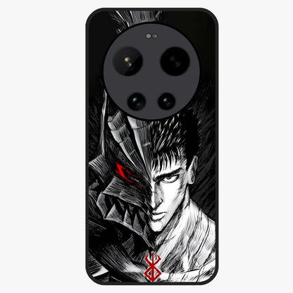 Berserker Blood Oath Glass Case showing flat back view with fierce warrior inspired artwork and glossy glass finish.