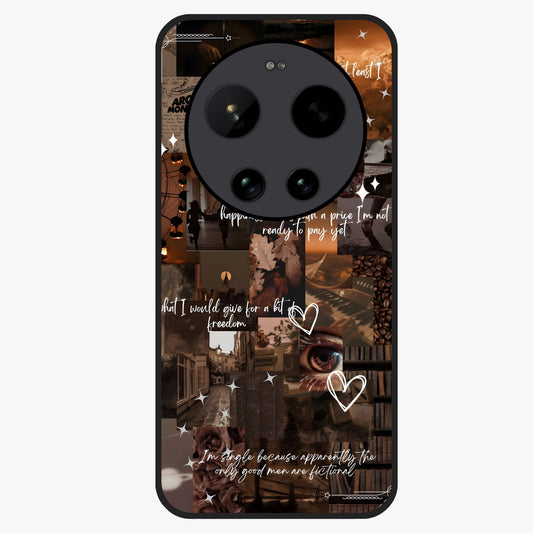 Bittersweet Aesthetic Chaos Glass Case showing flat back view with artistic chaotic aesthetic design and glossy glass finish.