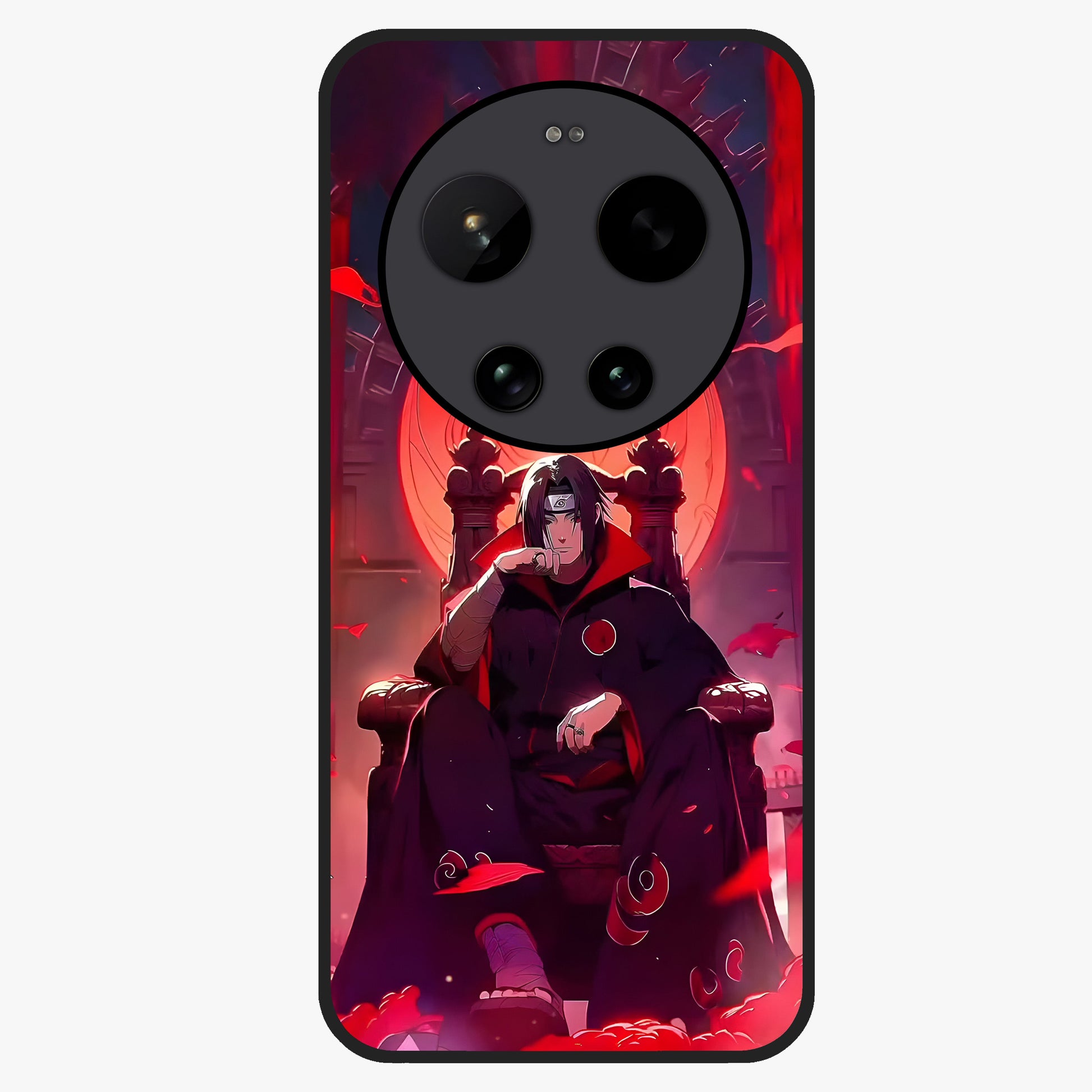 Blood Moon Sovereign Glass Case showing flat back view with mystical blood moon artwork and glossy glass finish.