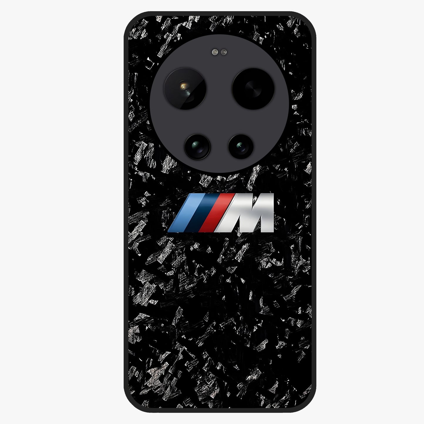 Carbon Speed Mark Glass Case showing flat back view with sporty carbon pattern artwork and glossy glass finish.