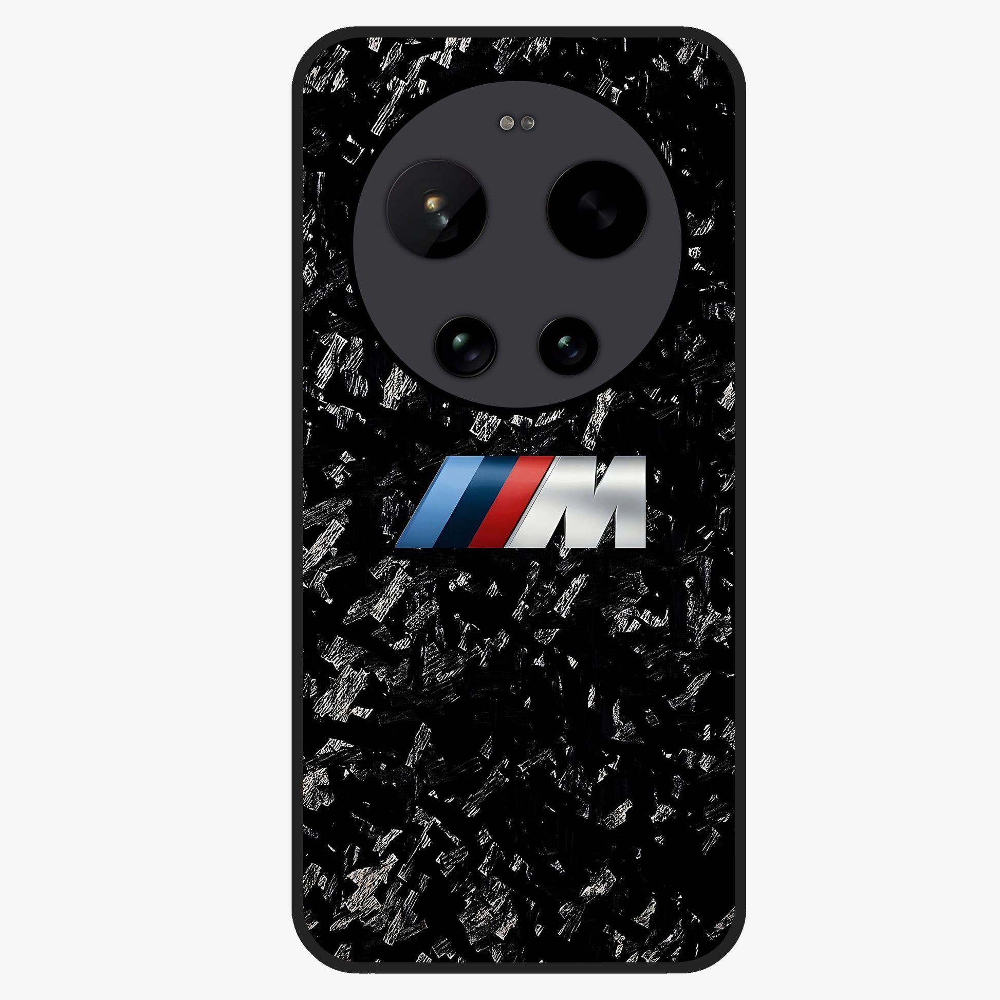 Carbon Speed Mark Glass Case showing flat back view with sporty carbon pattern artwork and glossy glass finish.