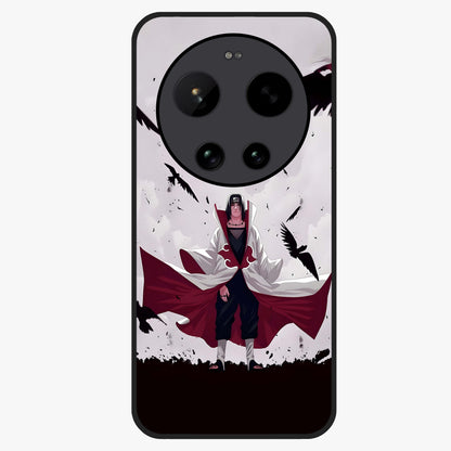 Crimson Crow Ascension Glass Case showing flat back view with mystical crow artwork and glossy glass finish.