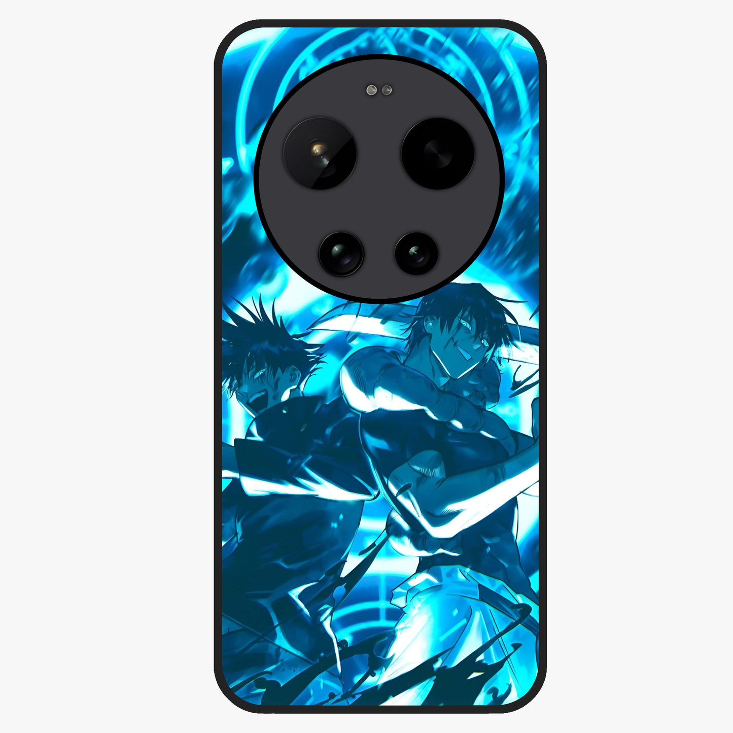 Cursed Energy Clash Glass Case showing flat back view with intense cursed energy artwork and glossy glass finish.