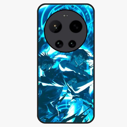Cursed Energy Clash Glass Case showing flat back view with intense cursed energy artwork and glossy glass finish.