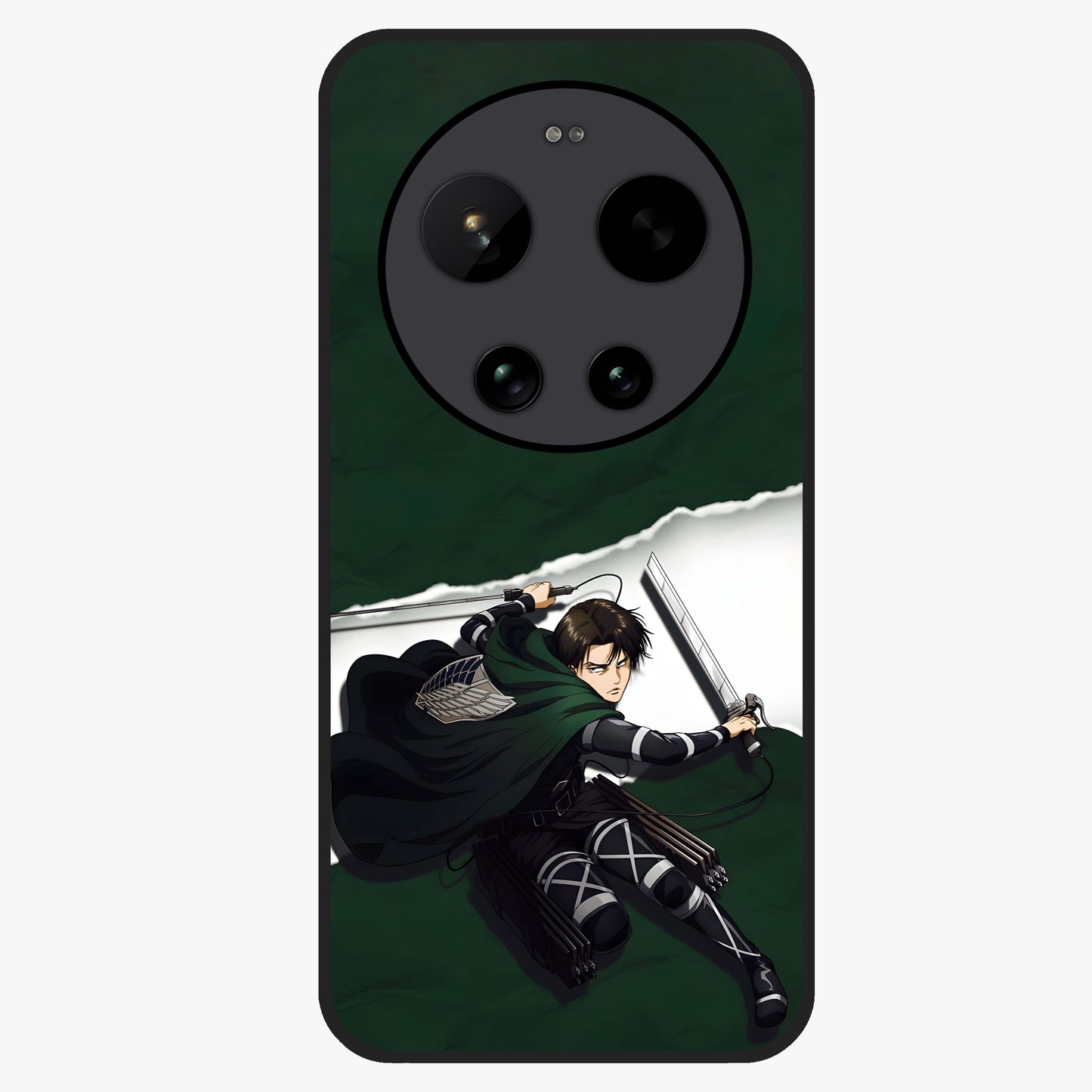 Emerald War Vanguard Glass Case showing flat back view with powerful warrior themed artwork and glossy glass finish.