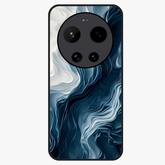 Ethereal Paper Marble Glass Case showing flat back view with soft marble paper texture artwork and glossy glass finish.