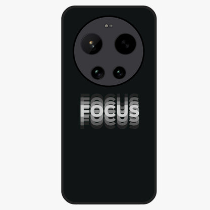 Focus Mode On Glass Case showing flat back view with bold motivational typography design and glossy glass finish.