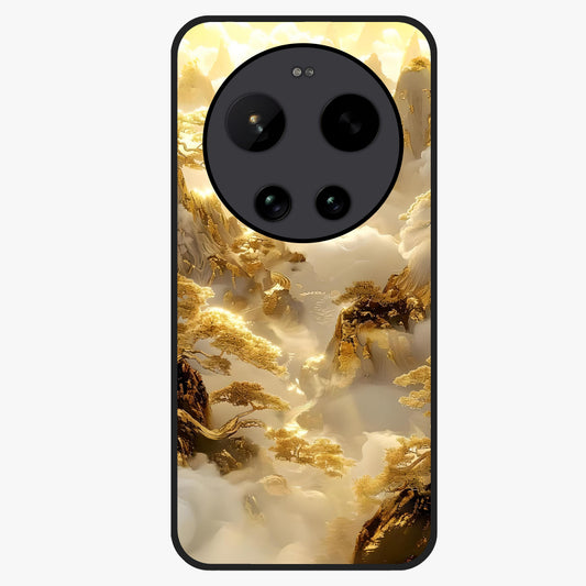 Gates Of Illumination Glass Case showing flat back view with mystical illuminated gate artwork and glossy glass finish.