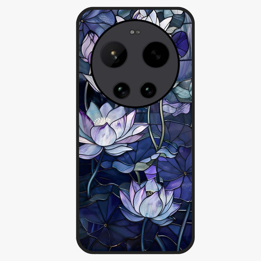 Gloss Petal Rush Glass Case showing flat back view with glossy flower petal artwork and smooth glass finish.