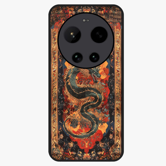 Inferno Dragon Soul Glass Case showing flat back view with fiery dragon artwork and glossy glass finish.