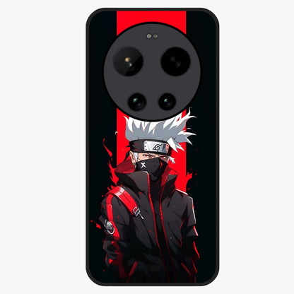 Kakashi Scarlet Shadow Glass Case showing flat back view with powerful anime ninja artwork and glossy glass finish.
