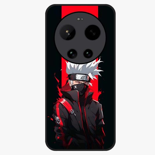 Kakashi Scarlet Shadow Glass Case showing flat back view with powerful anime ninja artwork and glossy glass finish.
