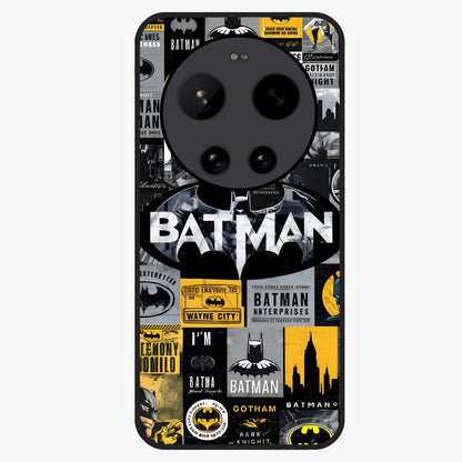Knight Gotham Rise Glass Case showing flat back view with dark hero inspired artwork and glossy glass finish.